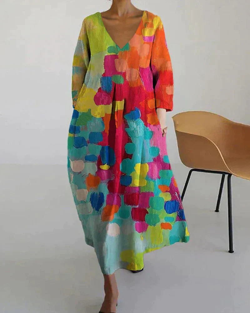 Valenzora | Carys Printed V-Neck Dress