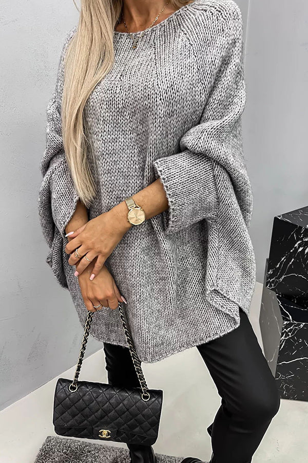 Comfortable knitted sweater with a round neckline