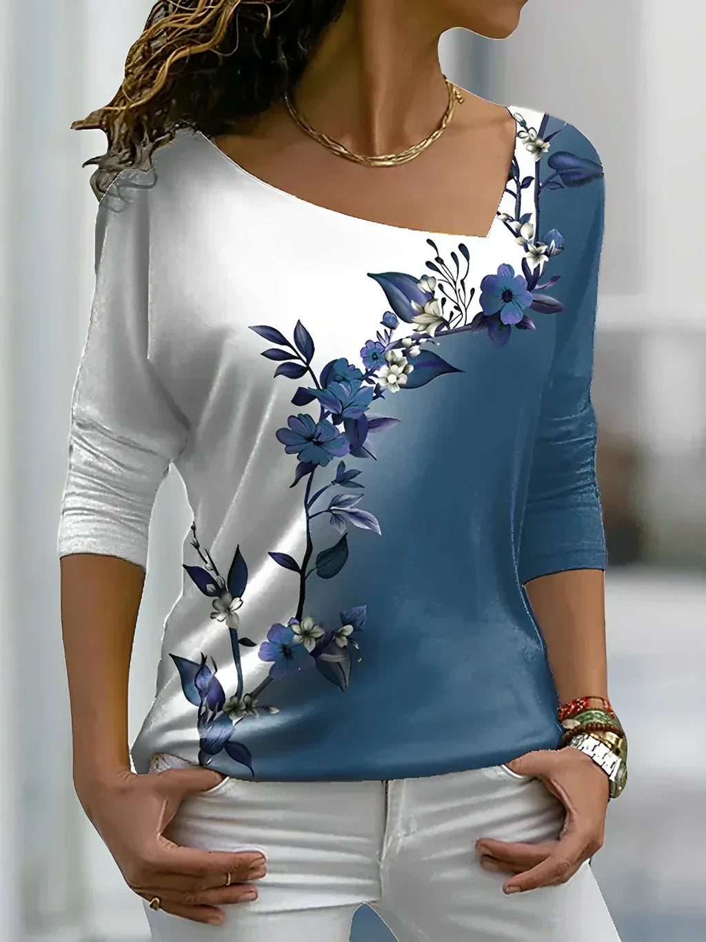 Valenzora - Floral contrast colored art shirt