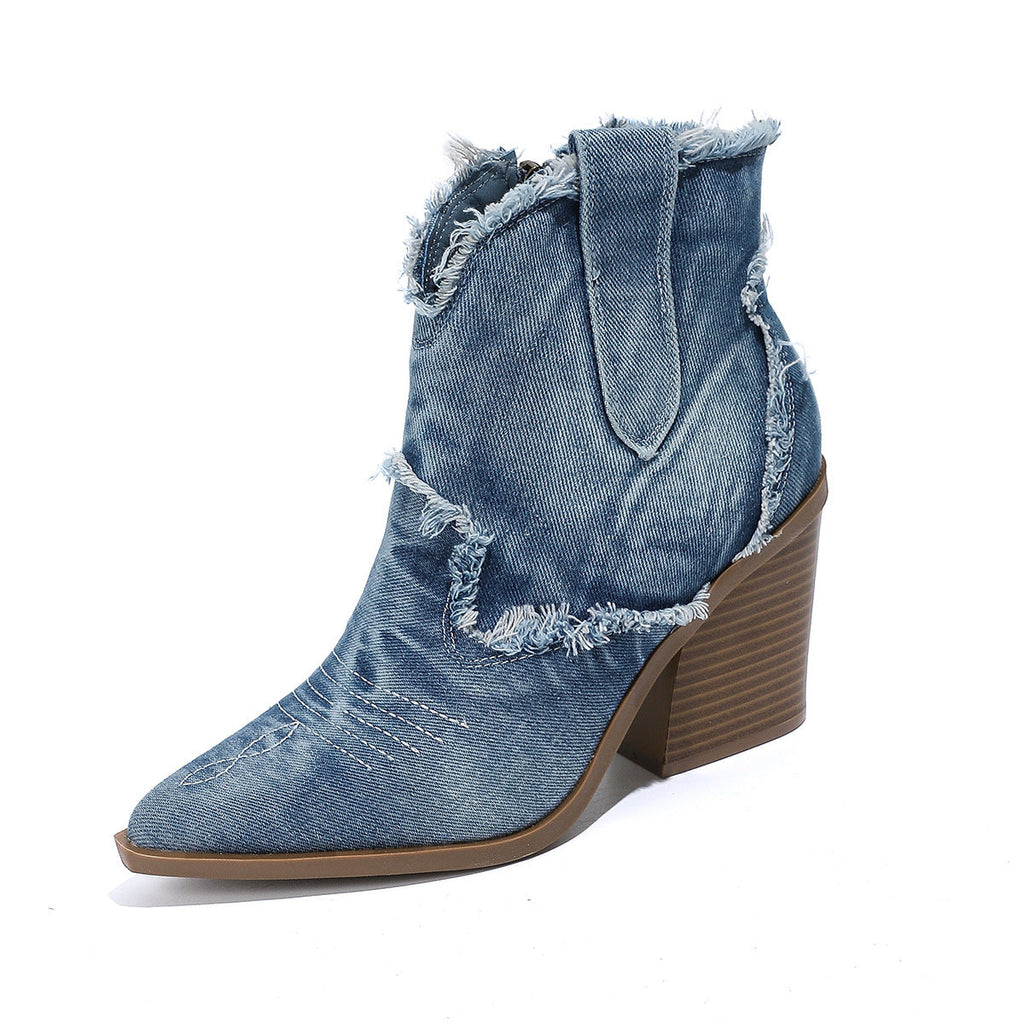 Valenzora | Women's Trendy Pointed-Toe Western Cowboy Boots Comfortable Ankle Boots