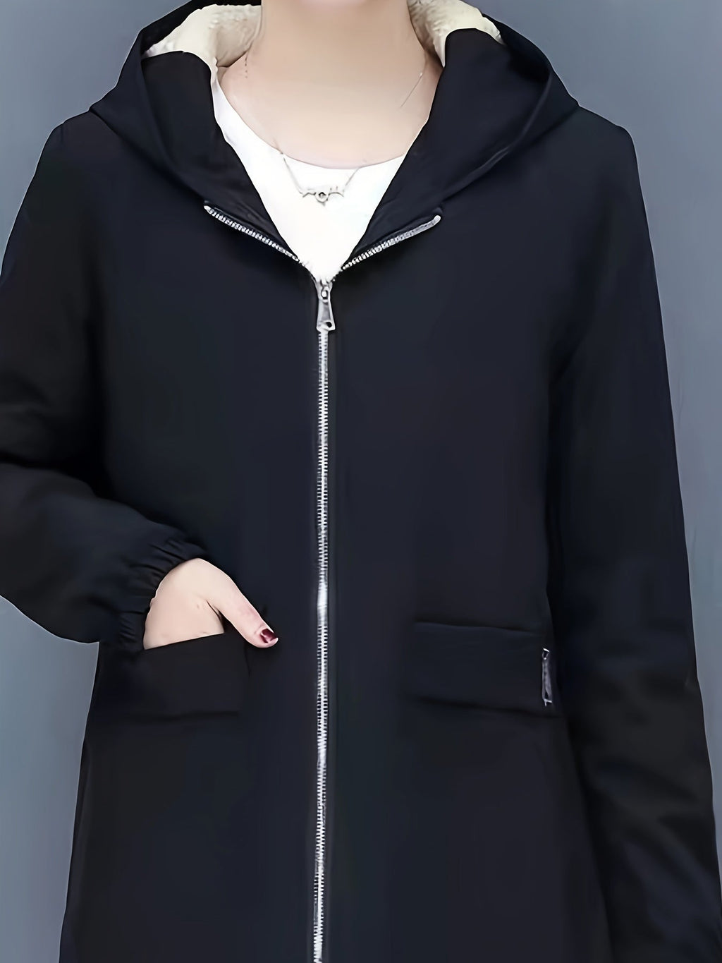 Valenzora | Women's hooded coat - black casual jacket