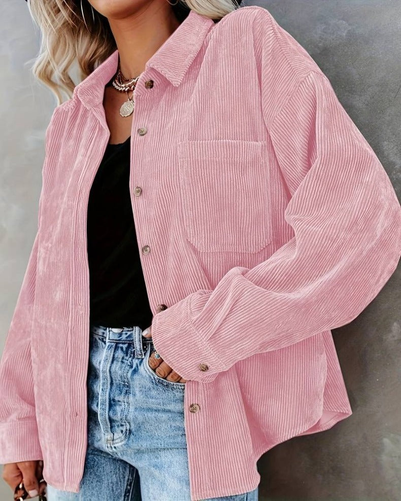 Valenzora - Women's oversized corduroy shirt for casual chic