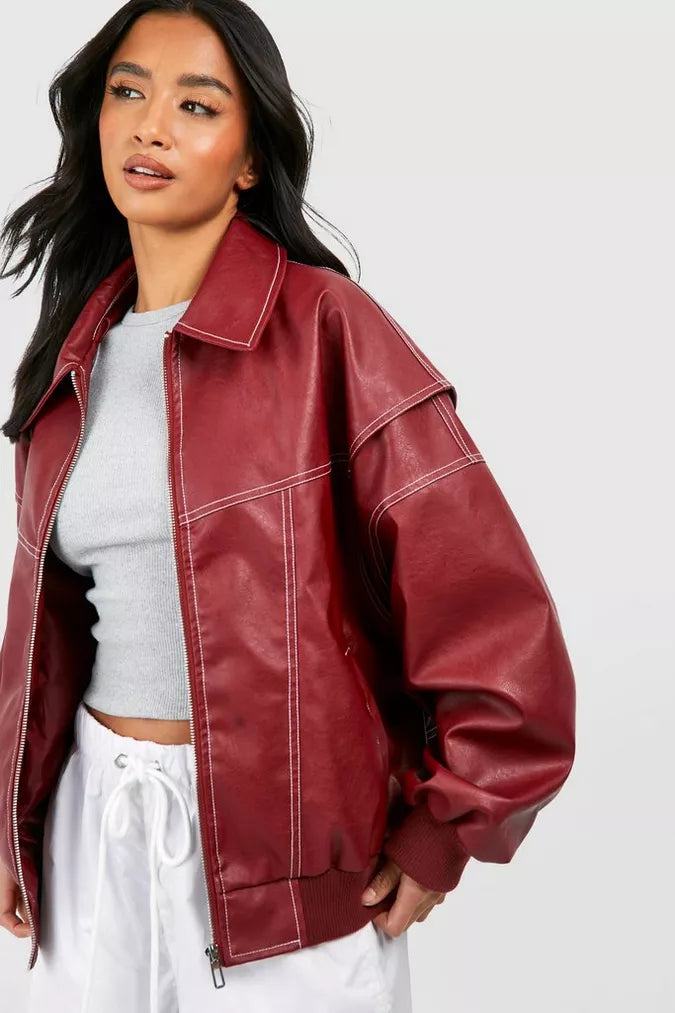 Valenzora | Vintage-style leather bomber jacket