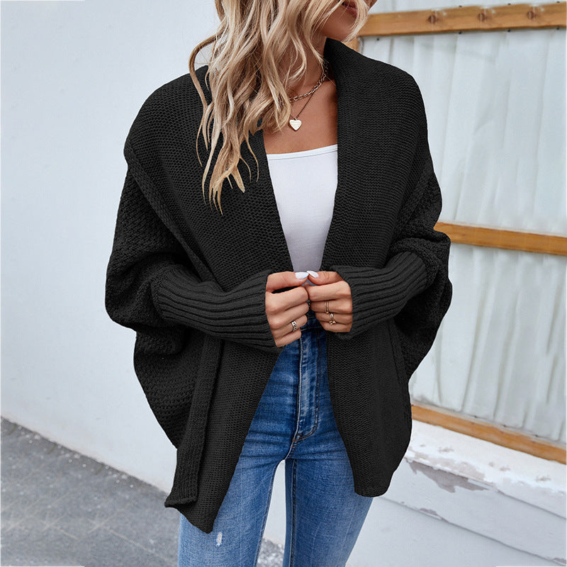 Valenzora | Strickjacke für Damen - Oversize-Passform mit großem Kragen und Fledermausärmeln