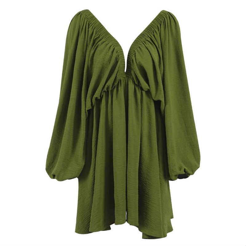 Valenzora | Gathered mini dress with butterfly sleeves
