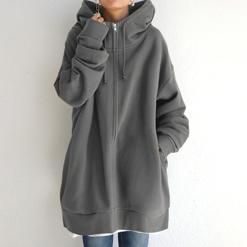 Valenzora | Cozy winter pullover hoodie in plus size