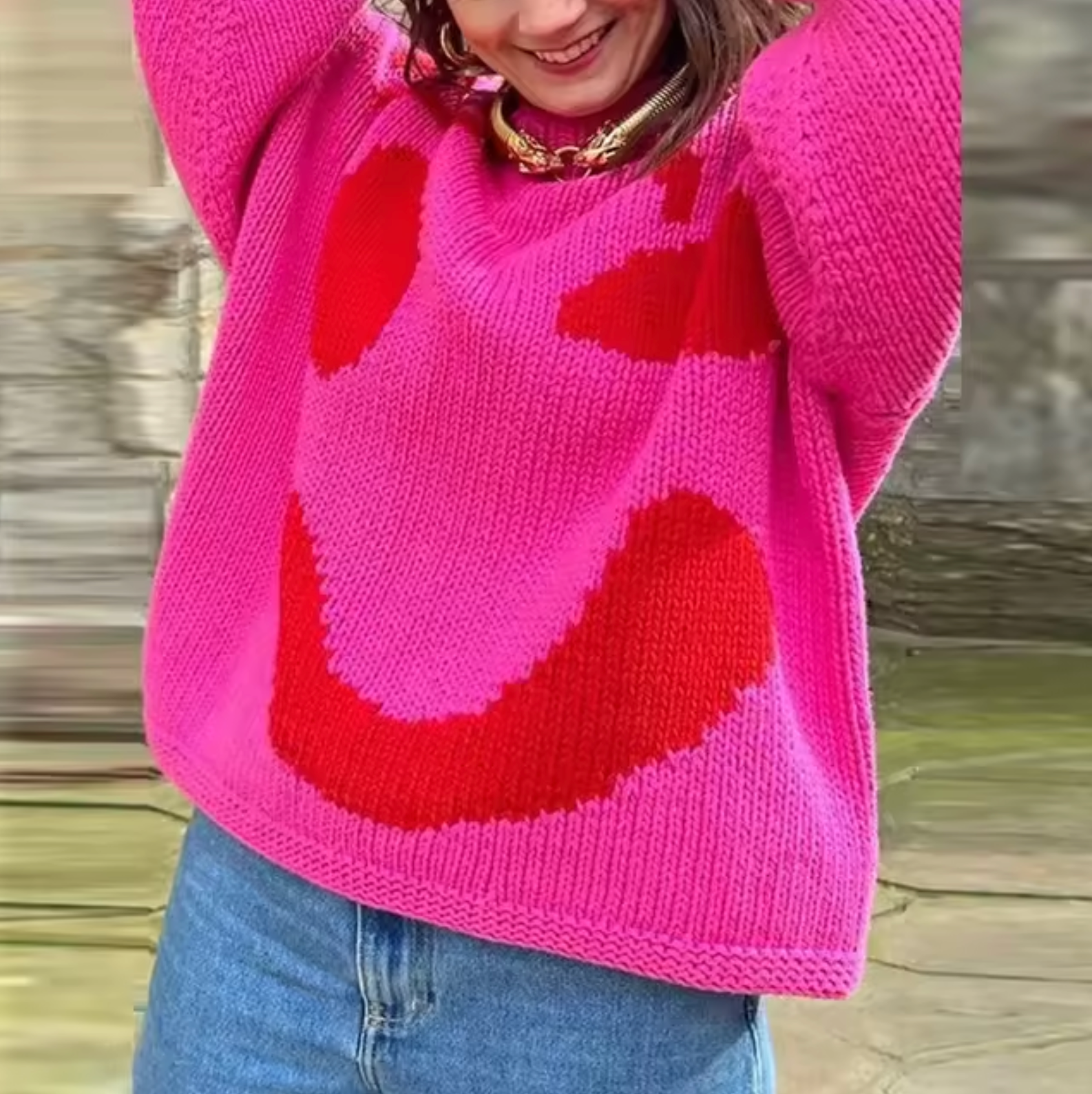 – Oversized cotton knit sweater