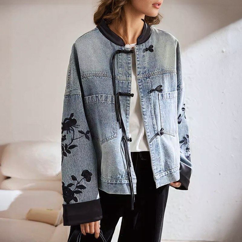 Valenzora | Vintage floral denim jacket