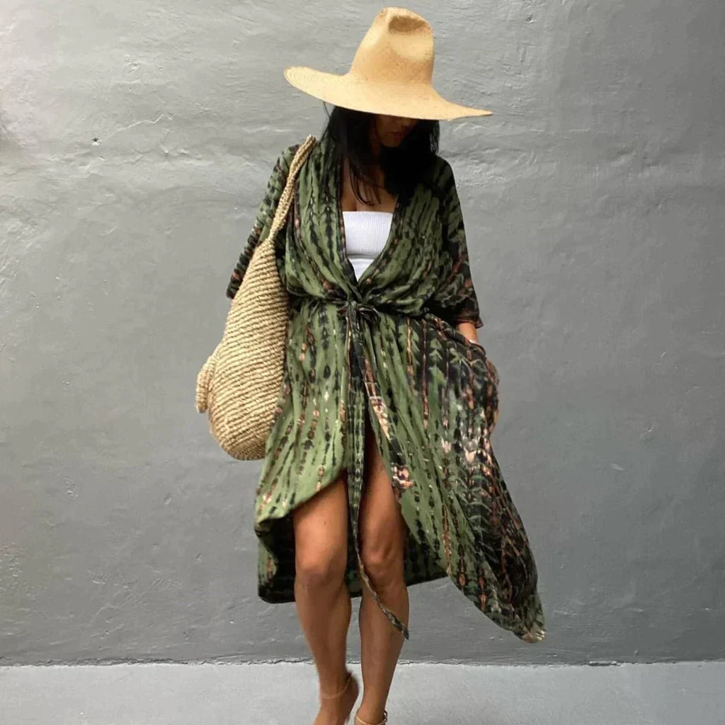 Valenzora | Elegant summer dress, olive green