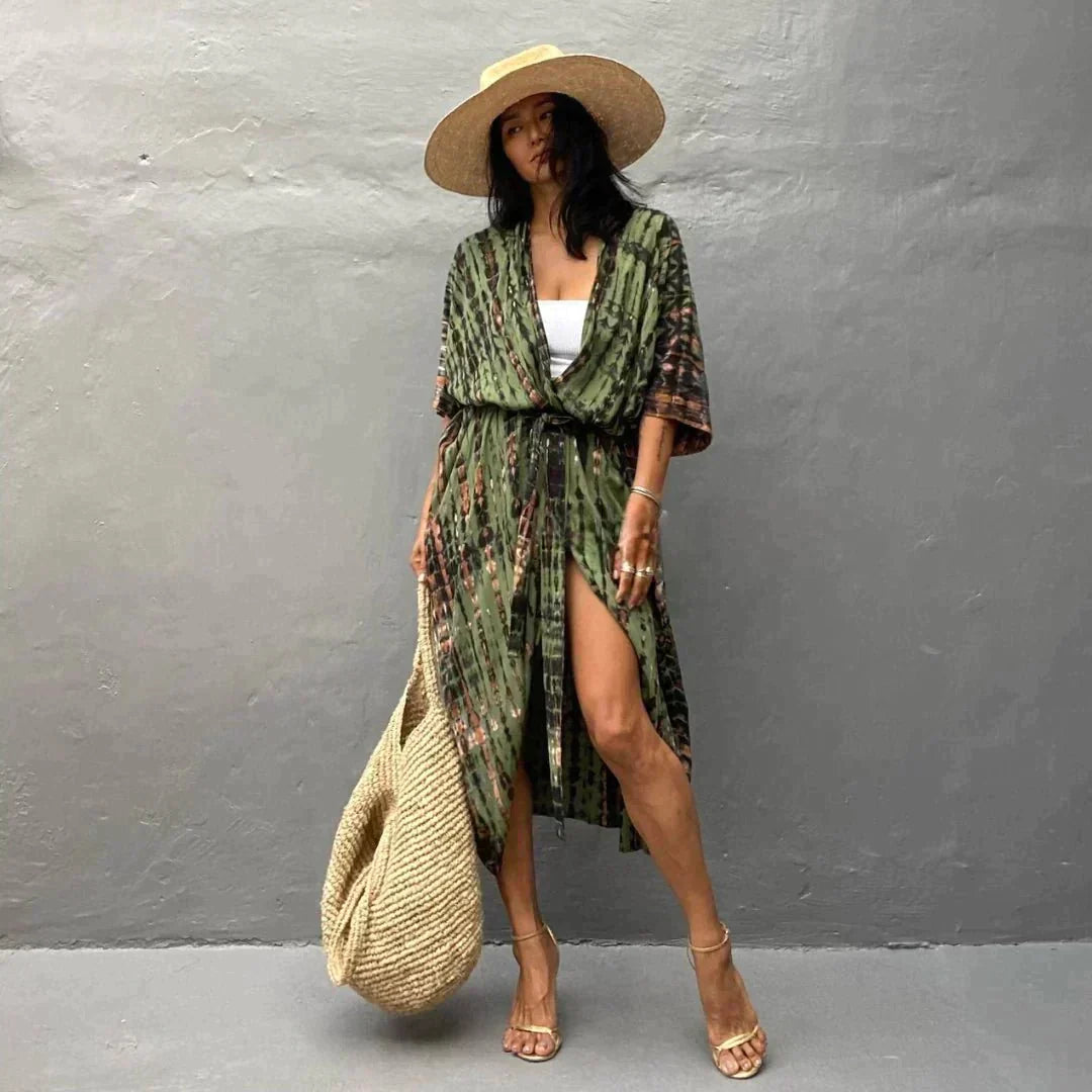 Valenzora | Elegant summer dress, olive green