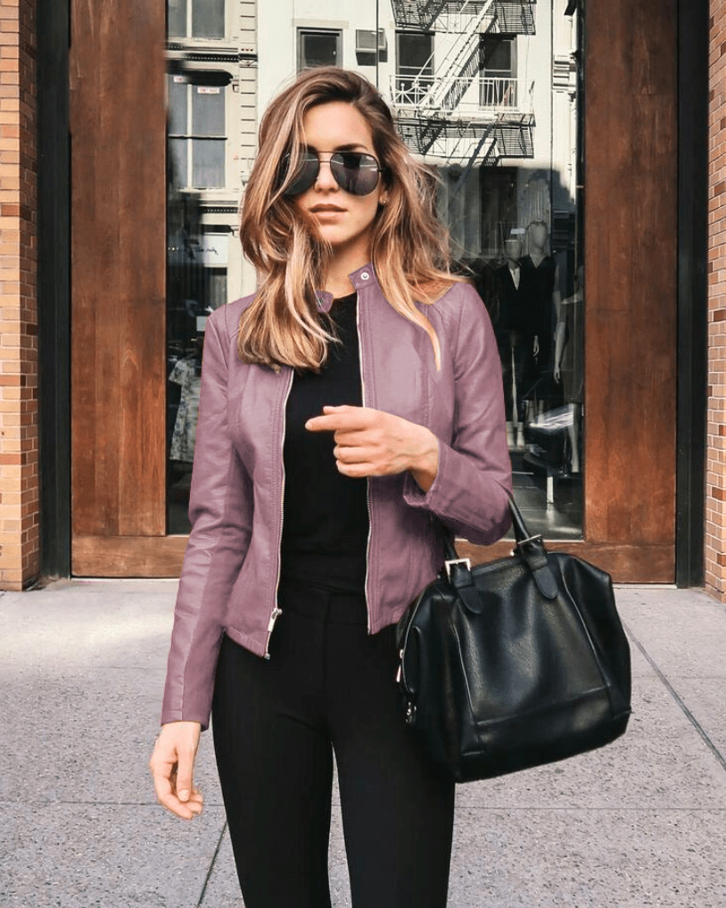 Valenzora | Damen Slim Fit Lederjacke, perfekt für den Herbst, trendy & lässig