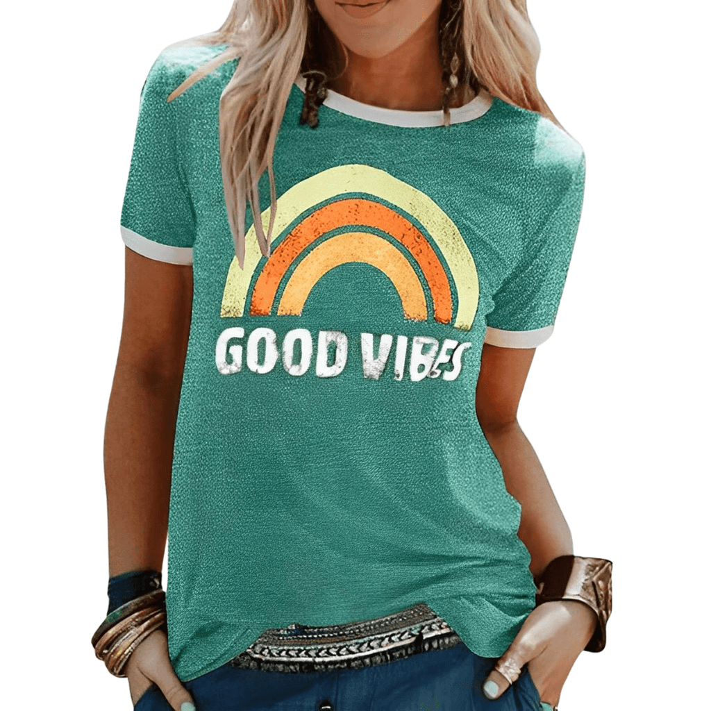 Valenzora | Retro Good Vibes Grafik-T-Shirt für Damen