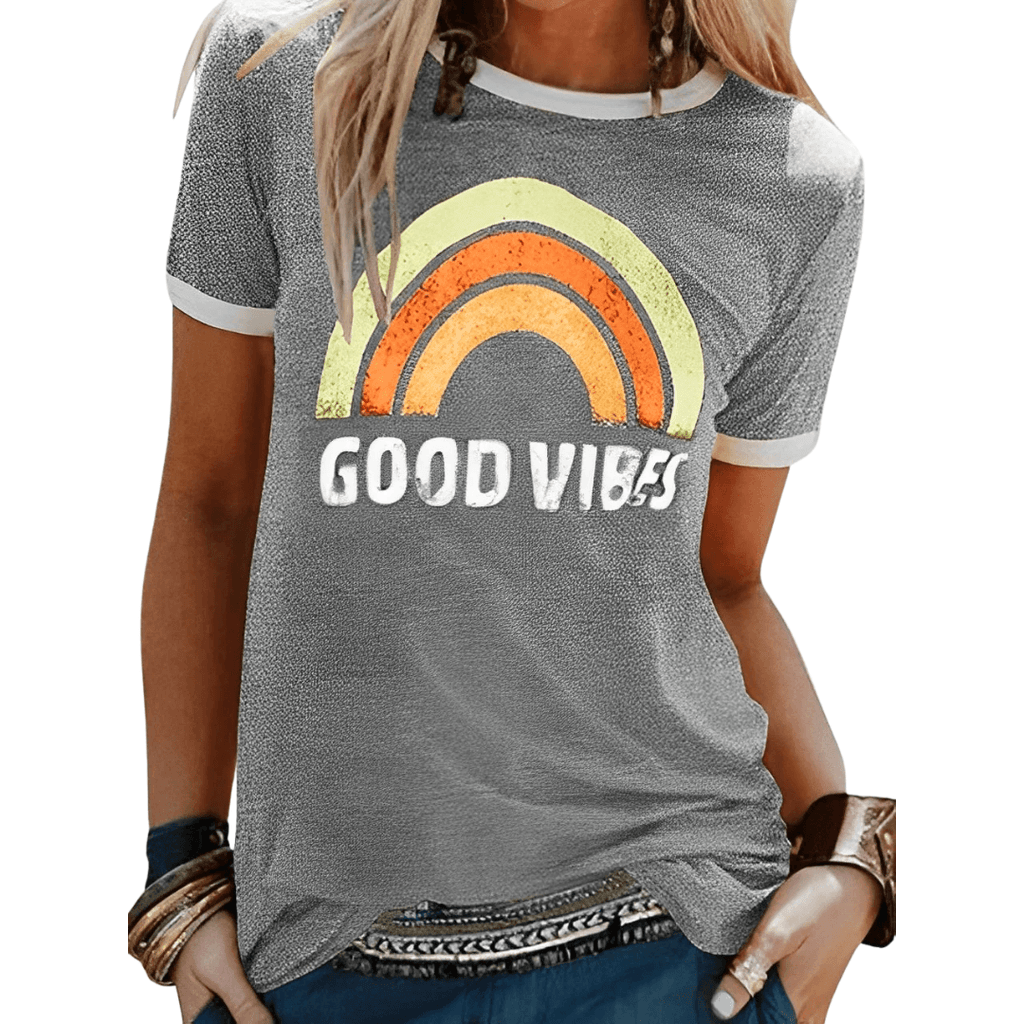 Valenzora | Retro Good Vibes Grafik-T-Shirt für Damen