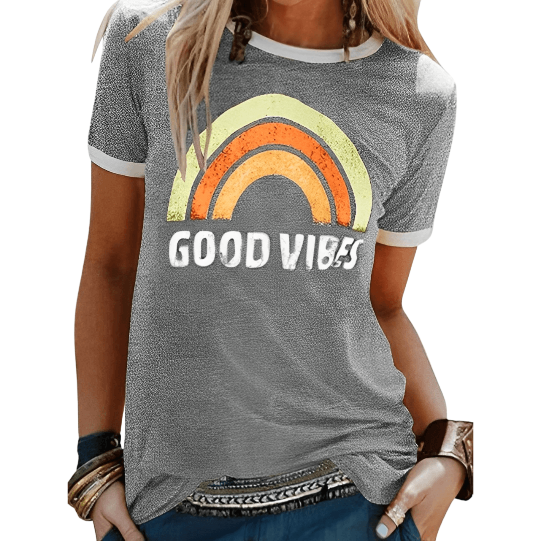 Valenzora | Retro Good Vibes Grafik-T-Shirt für Damen