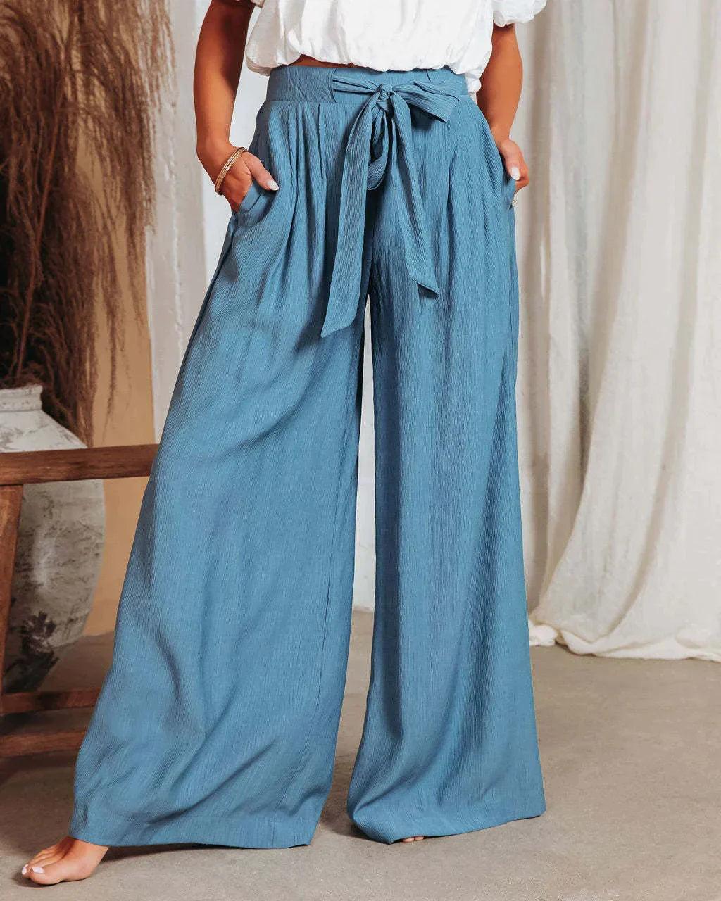 Valenzora | Airy linen trousers with a wide cut for women
