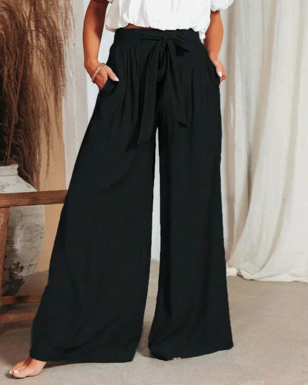 Valenzora | Airy linen trousers with a wide cut for women