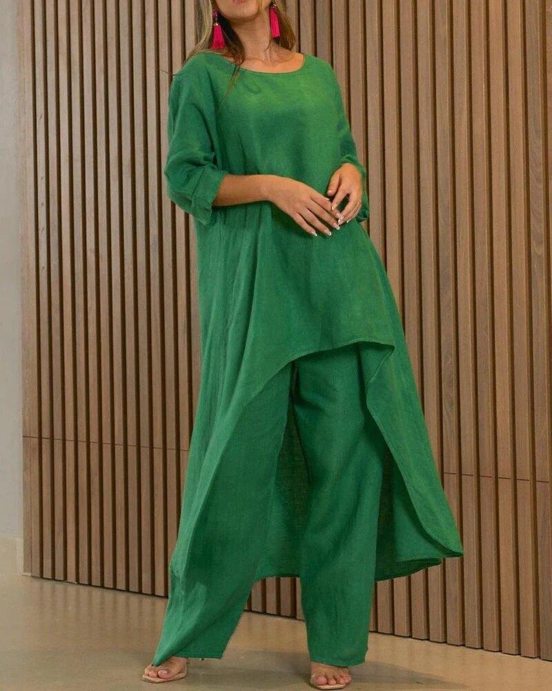 Valenzora | Asymmetrische Tunika und Leinenhose für Damen