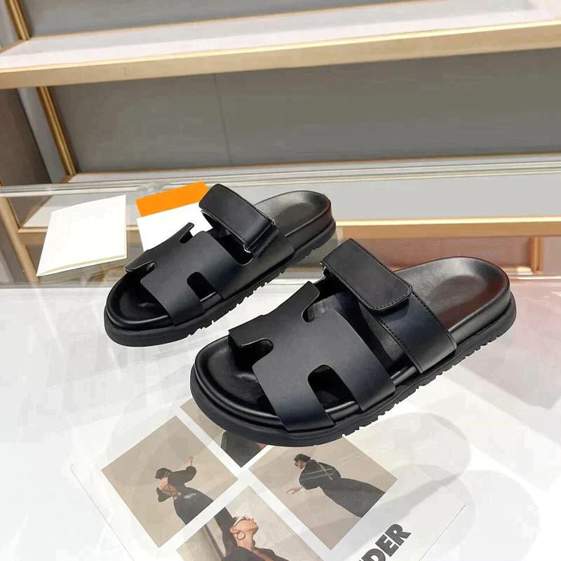 Verta™ - Comfortable Roman-style summer sandals with H-shape and Velcro closure