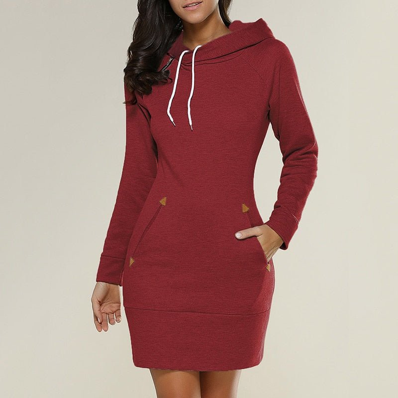 Casual hoodie dress above the knee