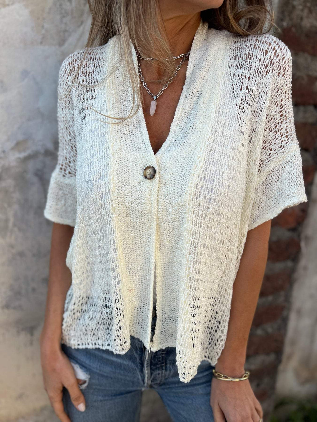Valenzora | Midsummer open-knit top with long sleeves for women