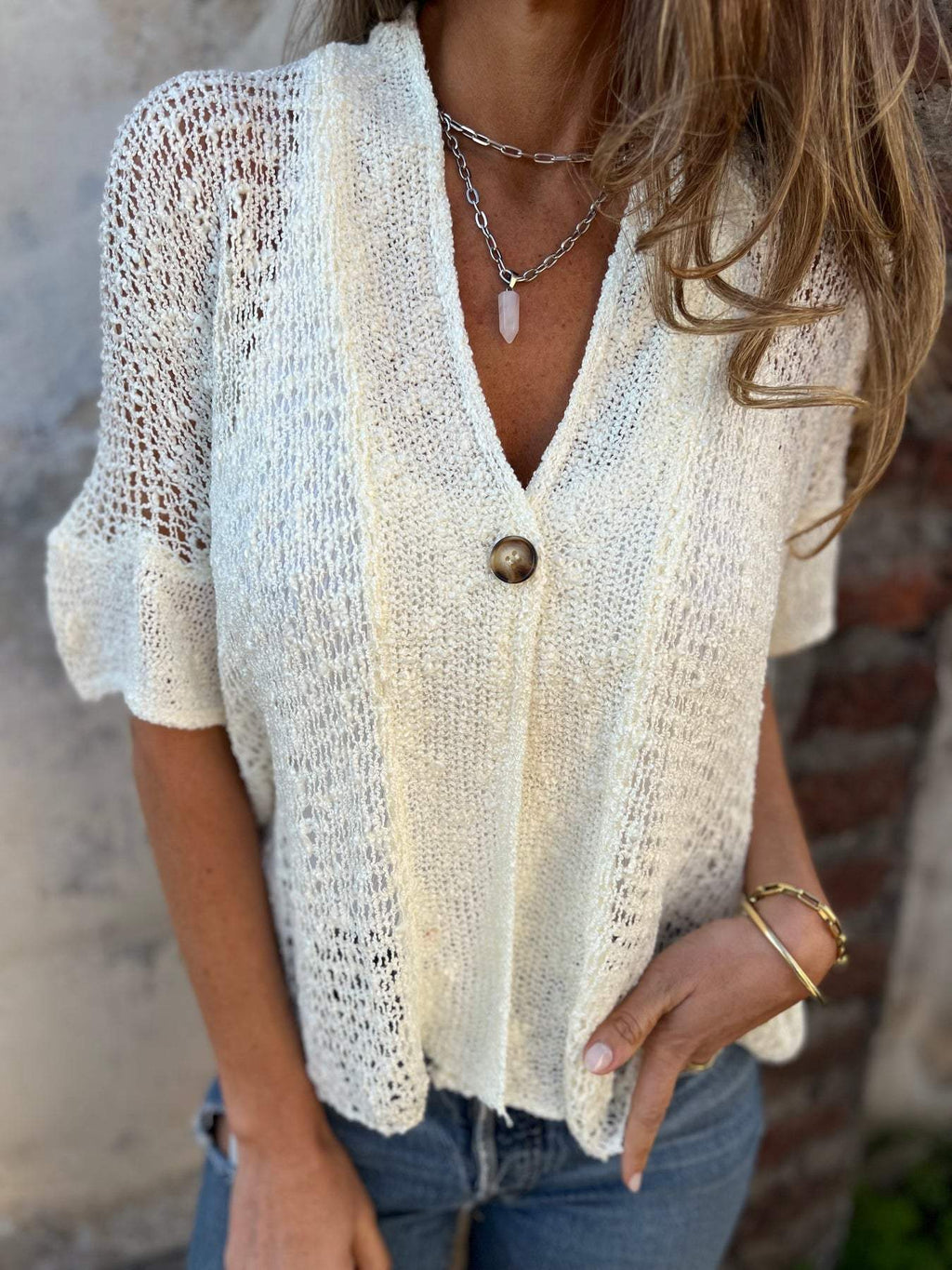 Valenzora | Midsummer open-knit top with long sleeves for women