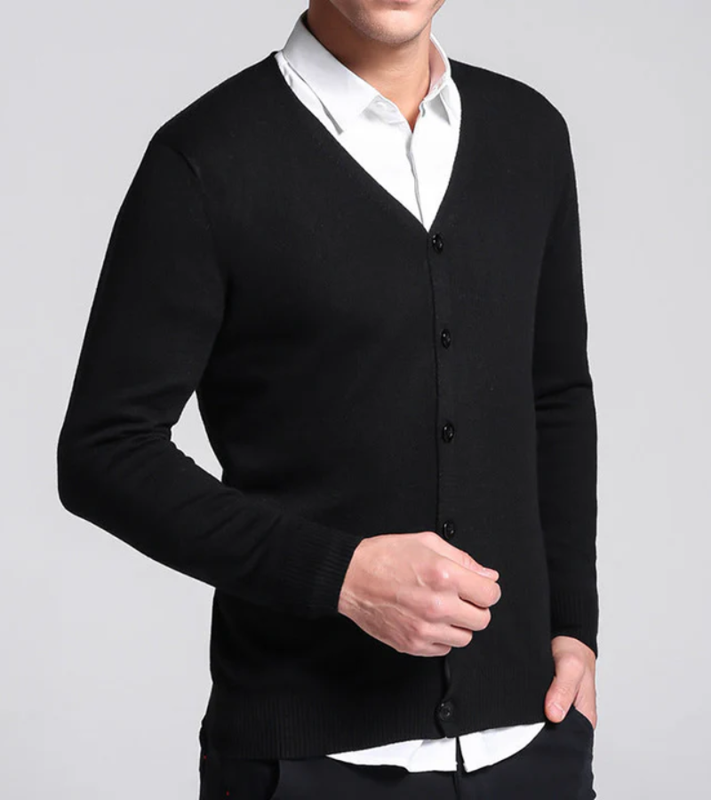 Valenzora | Warmer, langärmliger, schmal geschnittener Cardigan mit V-Ausschnitt und Knöpfen