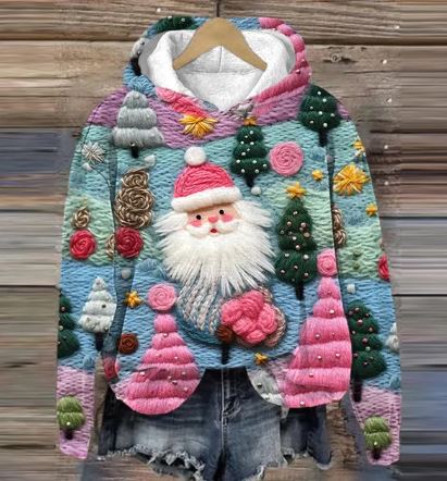 Valenzora | Vintage Santa Printed Hoodie