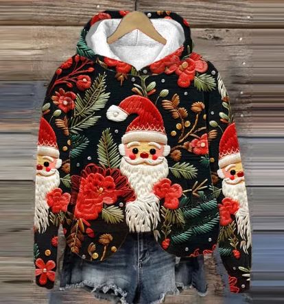 Valenzora | Vintage Santa Printed Hoodie