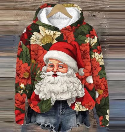 Valenzora | Vintage Santa Printed Hoodie