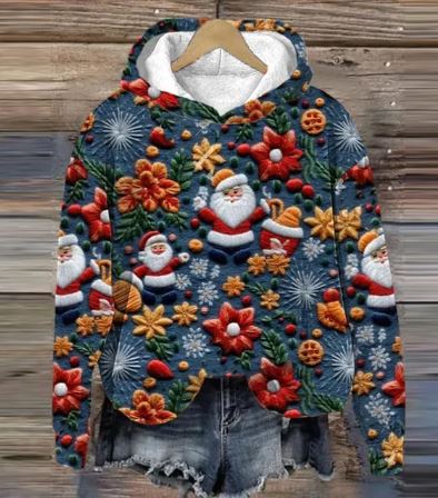 Valenzora | Vintage Santa Printed Hoodie
