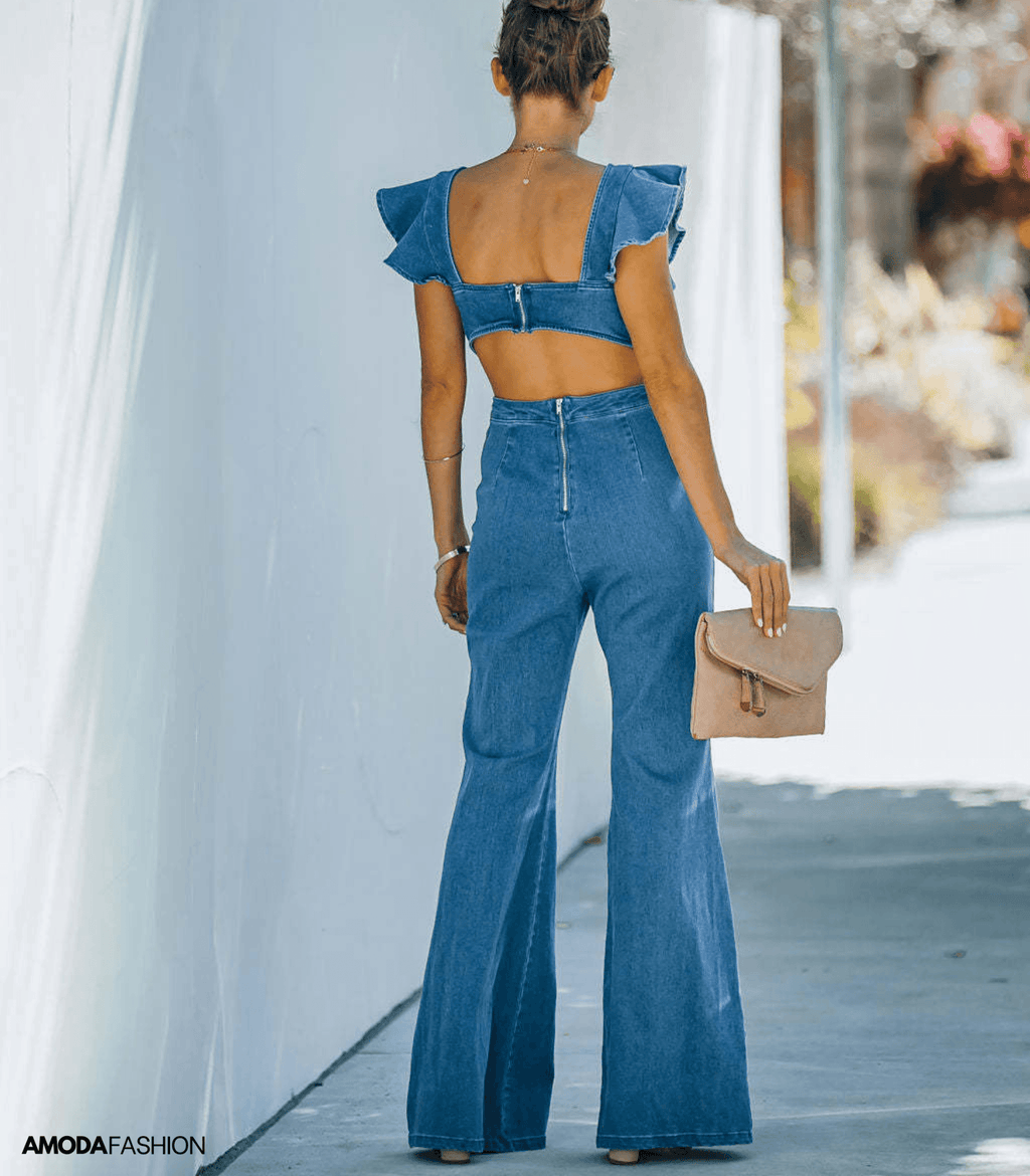 Valenzora | High-quality denim jumpsuits with flared sleeves