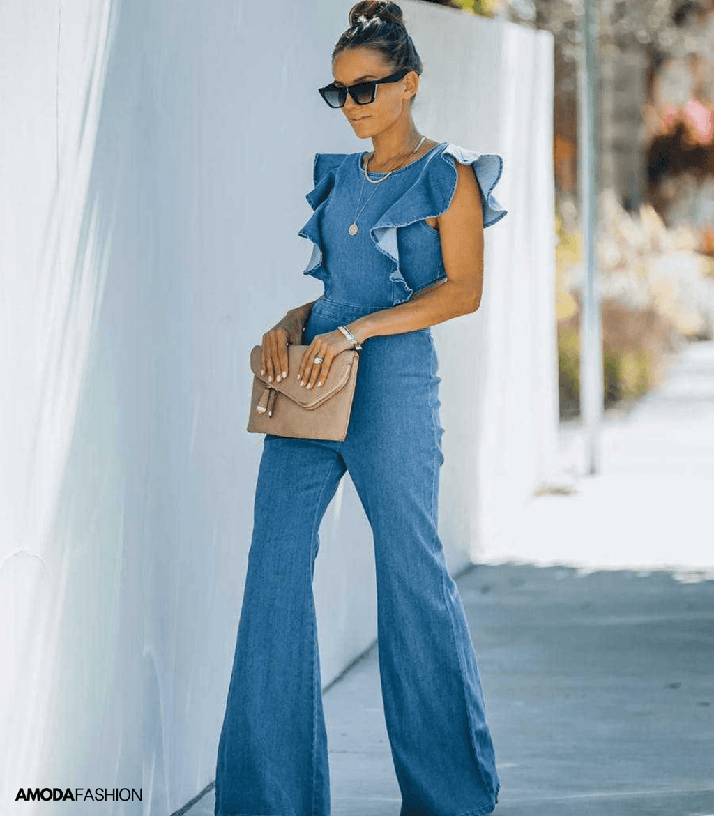 Valenzora | High-quality denim jumpsuits with flared sleeves