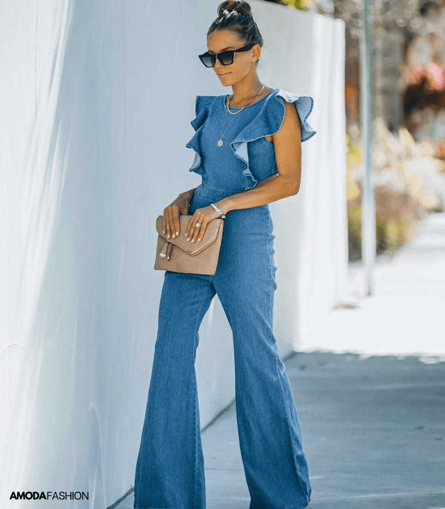 Valenzora | High-quality denim jumpsuits with flared sleeves