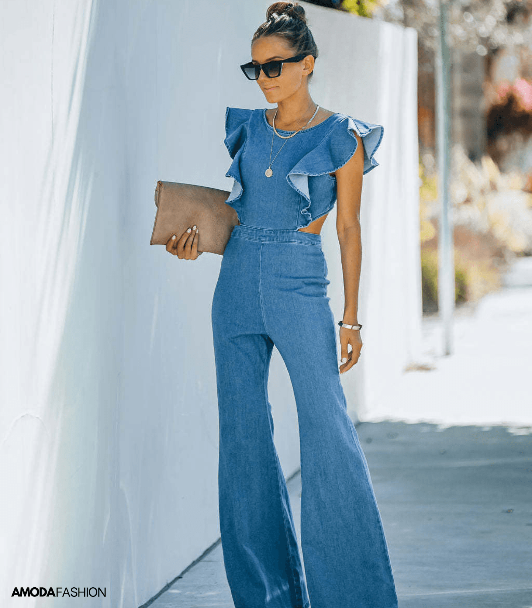 Valenzora | High-quality denim jumpsuits with flared sleeves