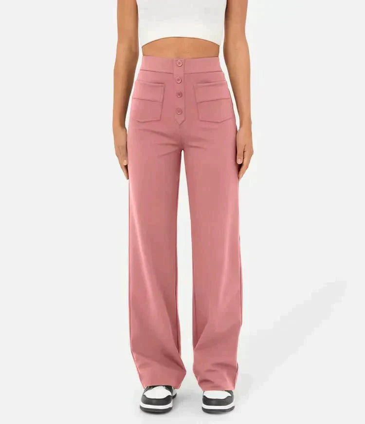 Valenzora | High-Waisted Elastic Casual Trousers