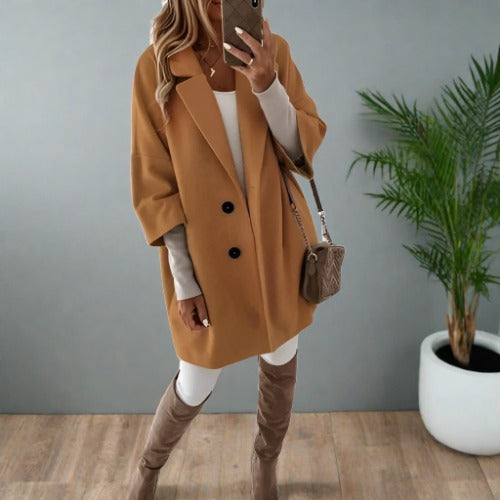 Valenzora - Eleganter Oversized-Damenmantel in Elfenbein