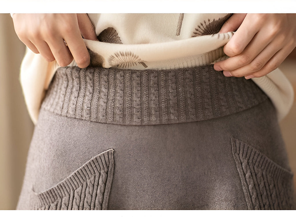 Valenzora | Comfortable camel-colored midi skirt
