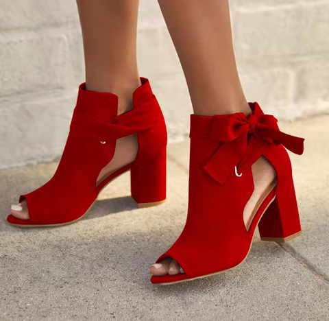 Valenzora | Elegant sandals with a mid-height heel and bow for women