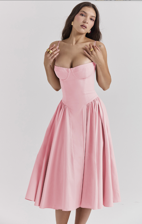 Valenzora | Sleeveless midi dress with a corset fit