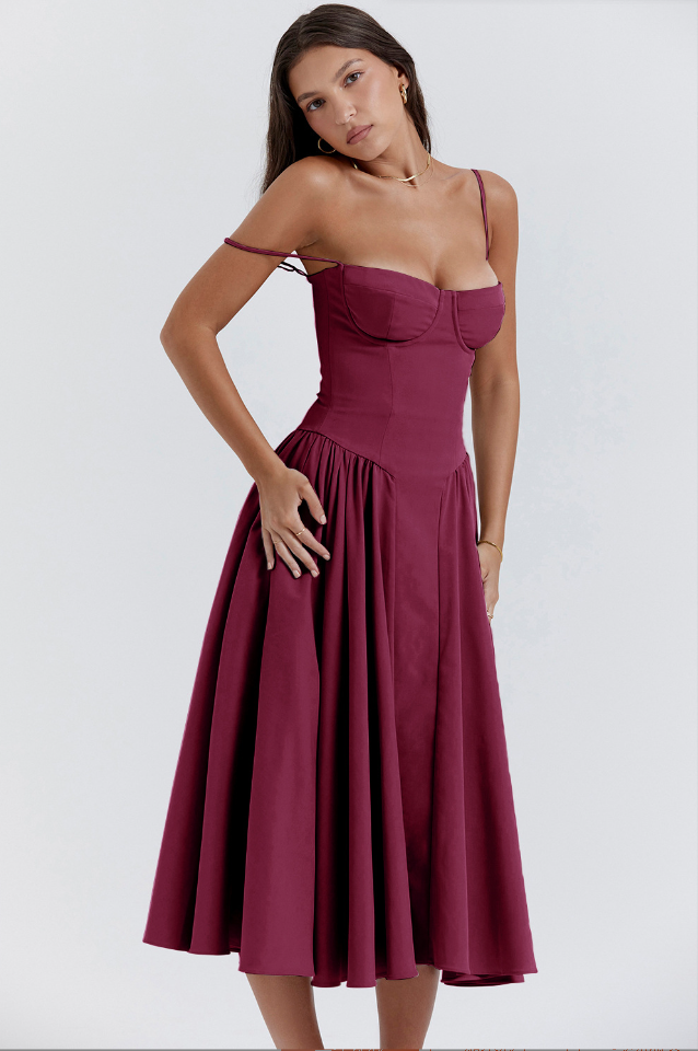 Valenzora | Sleeveless midi dress with a corset fit
