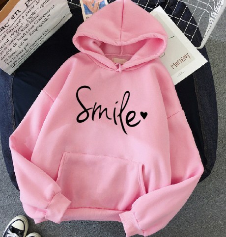 Valenzora | Cozy Smile Print Hoodie with Drawstring for Women
