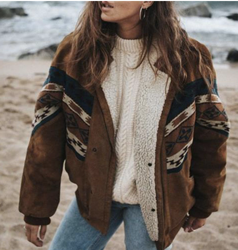 Valenzora | Boho Winterjacke mit Ethno-Muster