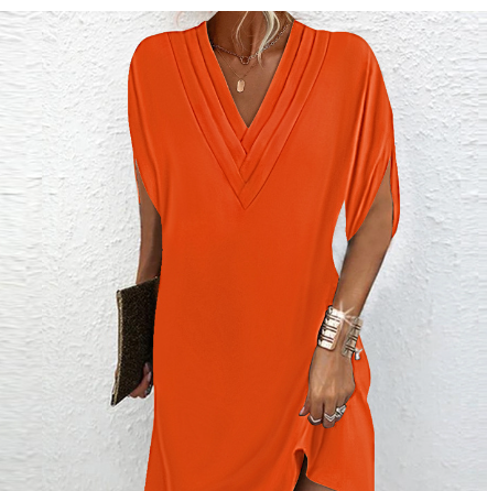 Valenzora | Elegant dress with open sleeves and V-neck