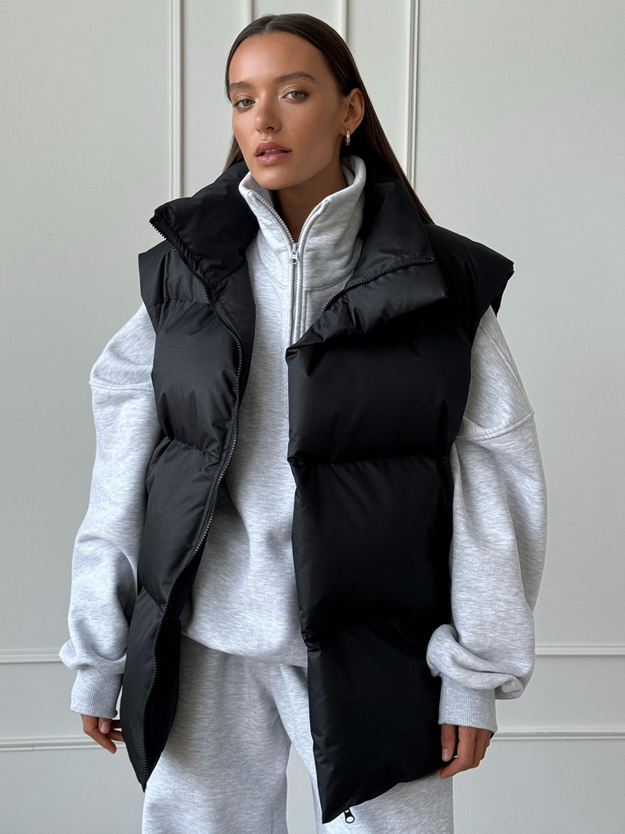 Valenzora | Padded Quilted Vest with High Collar for Women