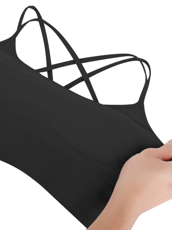 Valenzora | 3-Pack Women's Padded Sports Bra Crisscross Yoga Bra Seamless Medium Impact Fitness Activewear