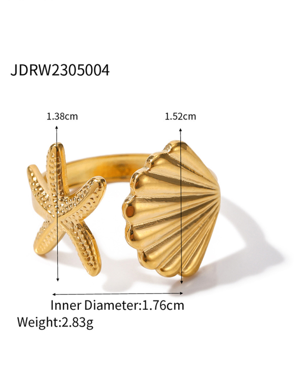 Valenzora | New beach style ocean element shell starfish ring