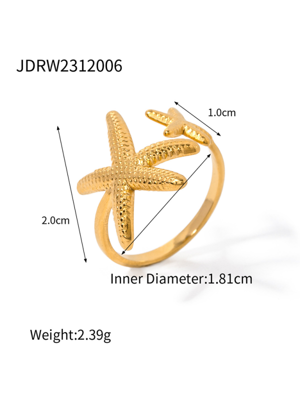 Valenzora | New beach style ocean element shell starfish ring