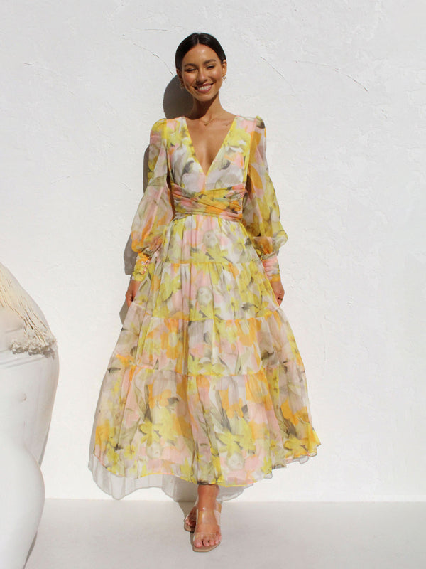 Valenzora | Radiant long-sleeved maxi dress