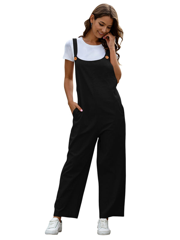 Valenzora | Women's Woven Retro Casual Long Dungarees