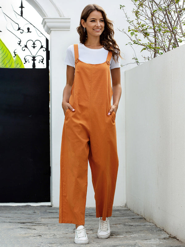 Valenzora | Damen gewebte Retro-Freizeit-Latzhose